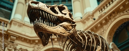 Tyrannosaurus rex skeleton in a museum display