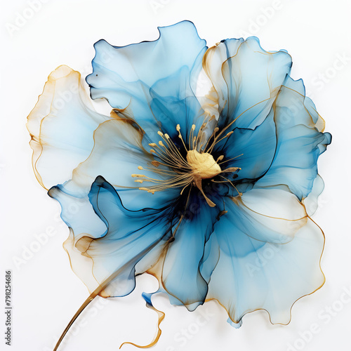 Abstract flower, delicate botanical floral background. Generative AI.