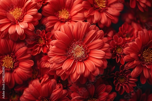 Freshness red chrysanthemums flowers of close up