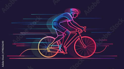man riding a road bicycle racing bike, vector logo, modern colorful style, simple lines, company logo, 16:9 © Christian