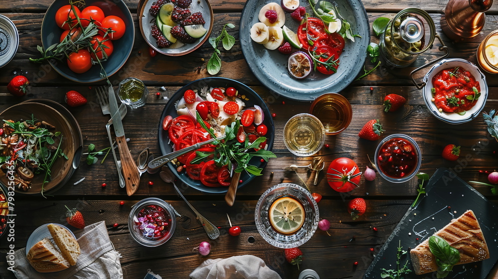 Symbol picture for fresh and healthy food on a table