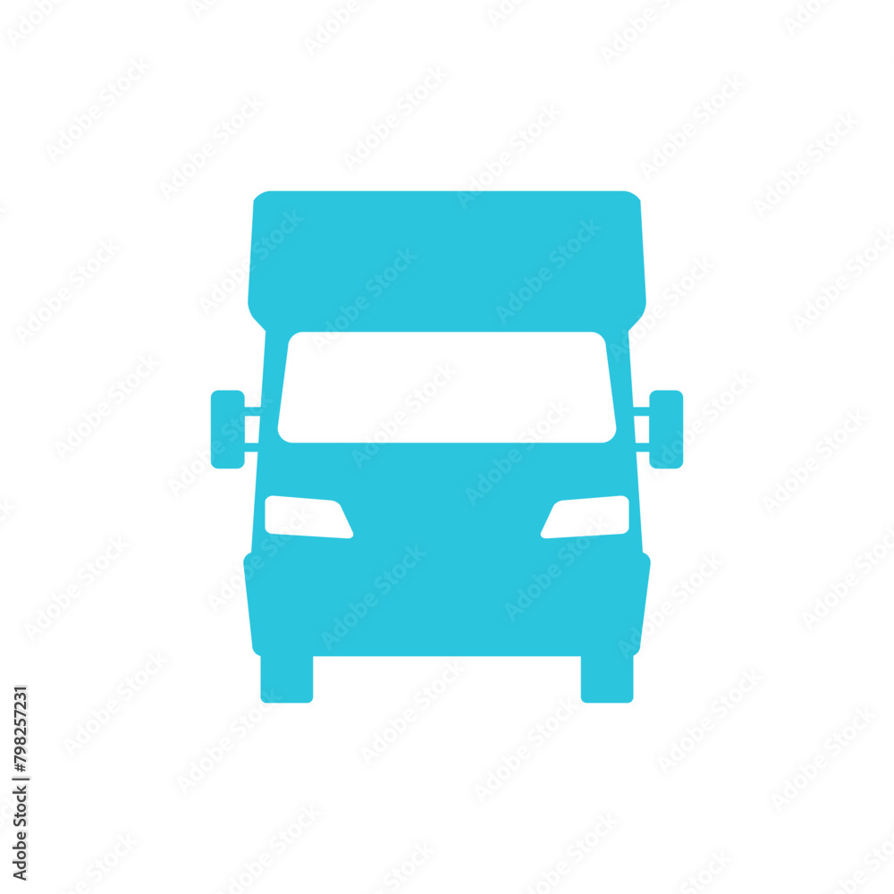 Campervan icon front view. Isolated on white background. From blue icon set. Campervan icon front view. Isolated on white background. From blue icon set.