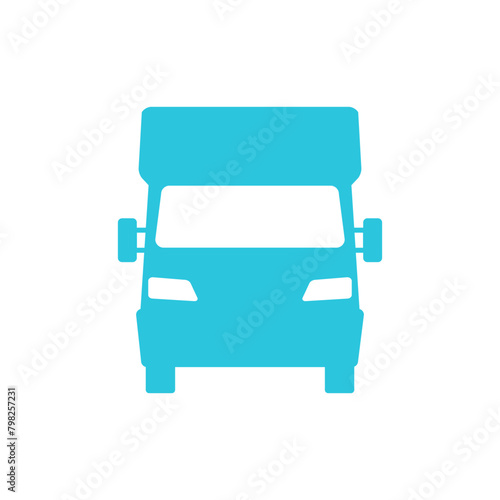 Campervan icon front view. Isolated on white background. From blue icon set.