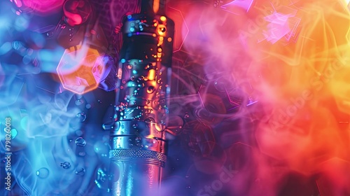 electronic cigarette in colorful smoke. selective focus photo