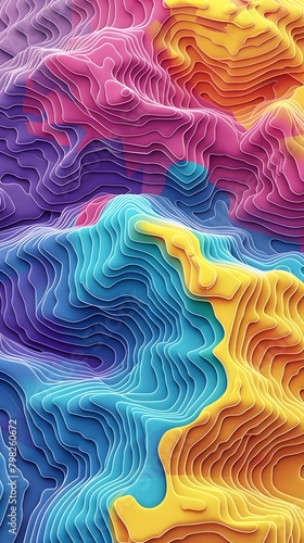 Colorful 3D Mountain Map 