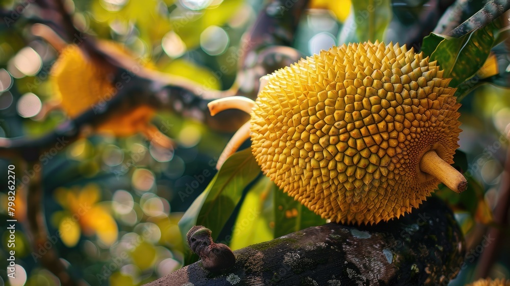 jackfruit apple close up on tree. selective focus jackfruit apple close up on tree. selective focus