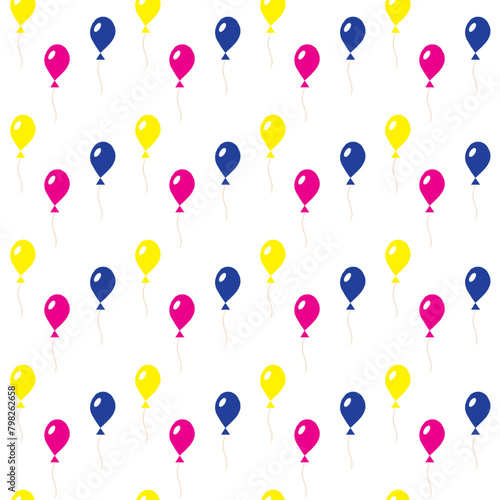 Multi-colored inflatable balls. Seamless pattern. Vector illustration.