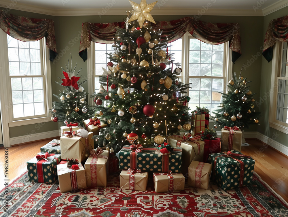 christmas tree with gifts, ai