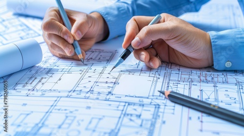 Architect team working with blueprints for architectural plan, engineer sketching a construction project. worker's day. labor day. international Workers' Day 