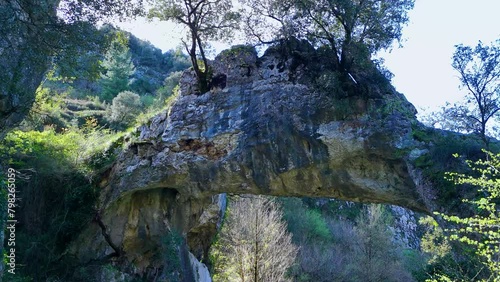 Landscape around the natural stone Arch of Jentilzubi in Dima in the Province of Bizkaia. Basque Country. Spain. Europe photo
