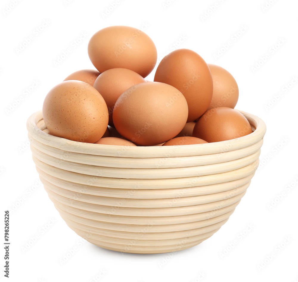 Chicken eggs in bowl isolated on white Chicken eggs in bowl isolated on white