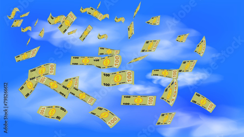 dollar bank drop from sky background for wallpaper logo icon wrapping paper. vector illustration. 