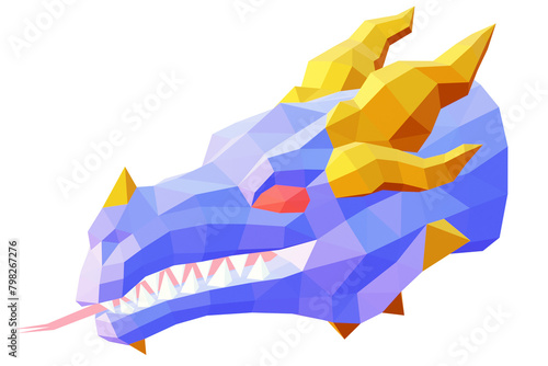purple dragon head, isolated on white, 3d rendering