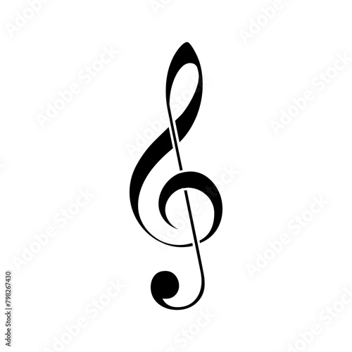 treble clef music note for logo web graphic isolated on white background. vector and illustration