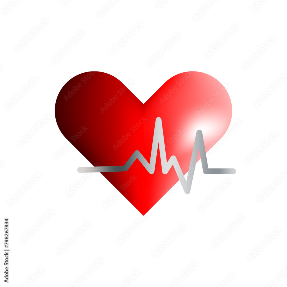 heartbeat with red heart sign symbol tattoo. vector illustration. heartbeat with red heart sign symbol tattoo. vector illustration.
