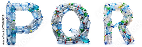 Letters P, Q, R. Recycling Alphabet Made of Plastic Bottles - PET Bottles