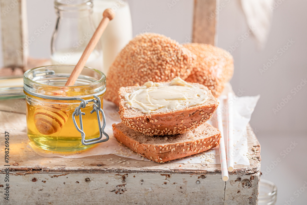 Healthy and sweet wheat buns in spring morning. Healthy and sweet wheat buns in spring morning.
