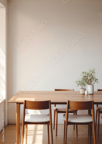 Close up photo of dinning room. photo