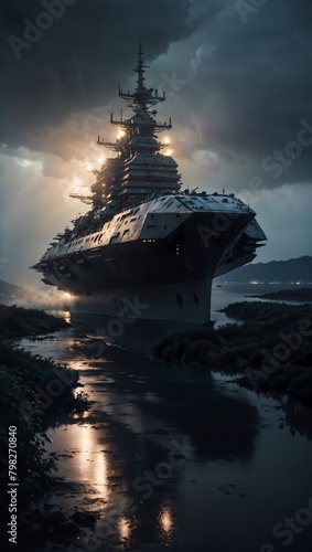 ship at sunset