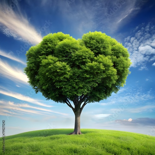 Beautiful Heart-Shaped Tree in a Scenic Landscape