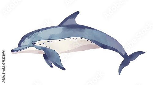 Dolphin Drawing on White Background with Childish Style © Yi_Studio