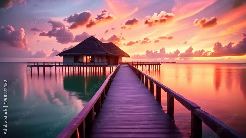 tropical beach at Maldives with few palm trees and blue lagoon, An amazing sunset landscape, Picturesque summer sunset in the Maldives, Luxury resort villas seascape with tropical beach at Maldives with few palm trees and blue lagoon, An amazing sunset landscape, Picturesque summer sunset in the Maldives, Luxury resort villas seascape with