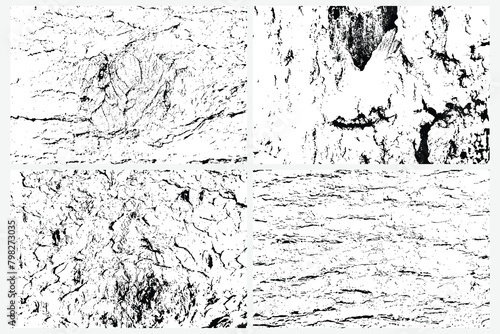 Overlay texture of tree wood texture bark set. Black white wooden background surface with natural pattern set. Vector plank wood texture.