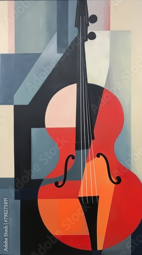 Minimal style jazz music painting guitar cello. photo