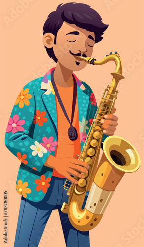 musician person plays the saxophone
