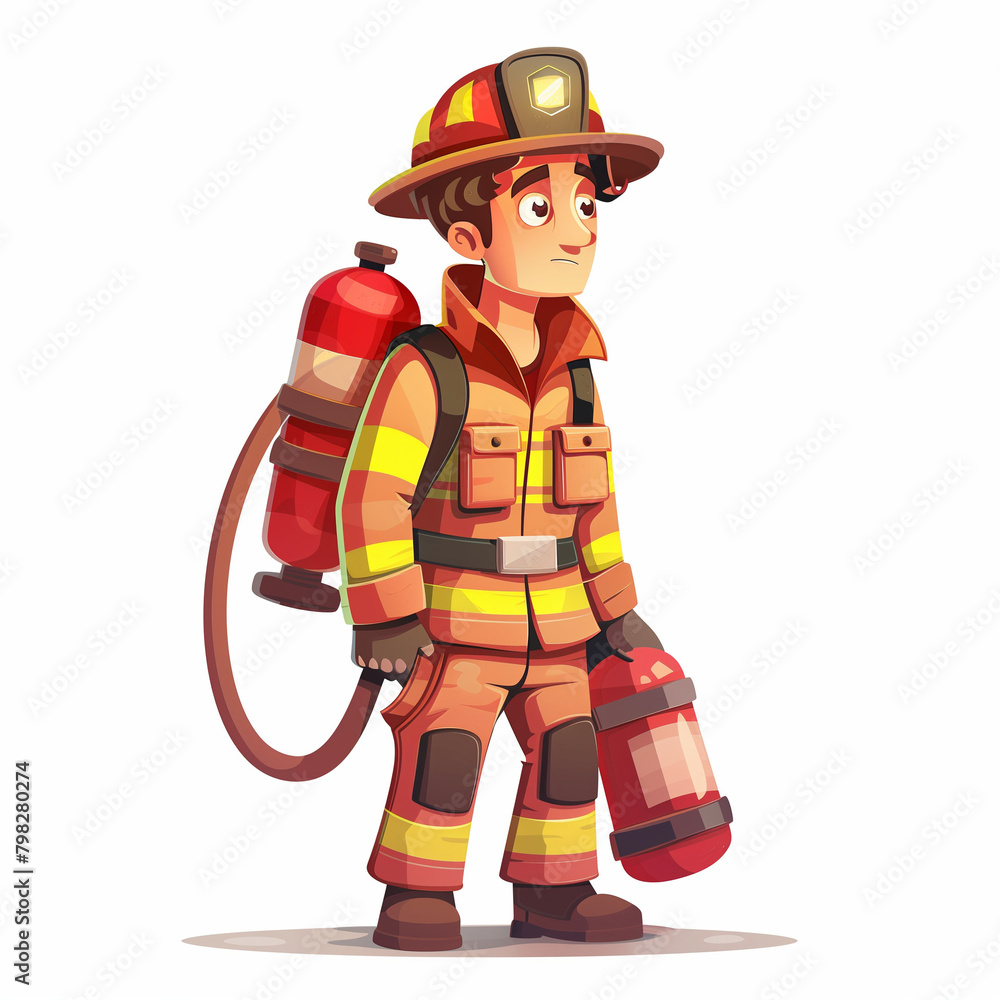 Firefighter in Fireman Suit  isolated on white background