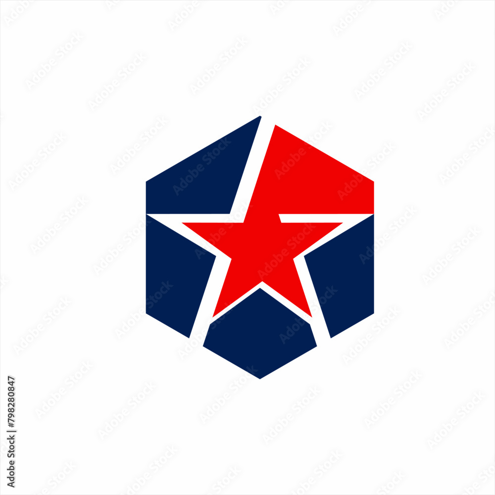 Star logo design with hexagon concept.