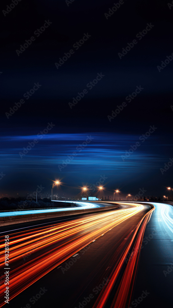 Night highway vehicle traffic.