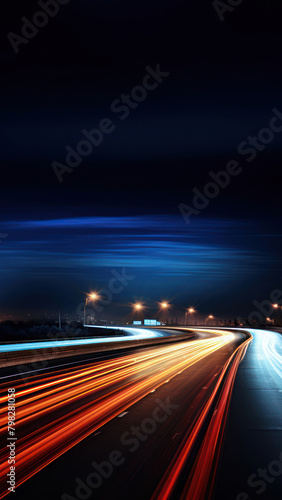 Night highway vehicle traffic.