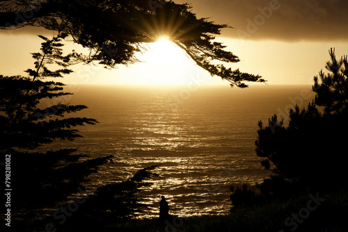 Sunset on Mendocino Coast Near Albion, California USA photo