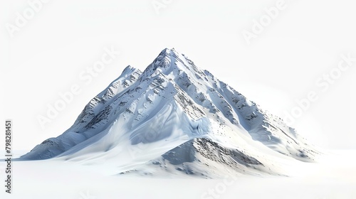 Snowy mountains isolated on white background. 3d render illustration.