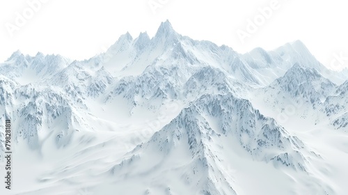 Snowy mountains isolated on white background. 3d render illustration.
