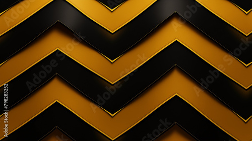 Modern chevron pattern, sleek black and gold design, stylish geometric background photo