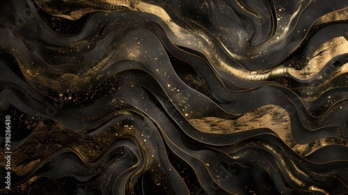 From the intricate filigree patterns to the fluid, organic shapes, every aspect of the luxurious abstract design featuring dark gold is meticulously crafted to evoke a sense of luxury and refinement