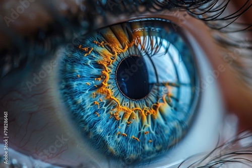 macro photo of the iris of a blue colored eye