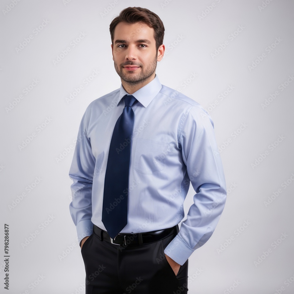 Happy elegant business man standing isolated on white background Happy elegant business man standing isolated on white background