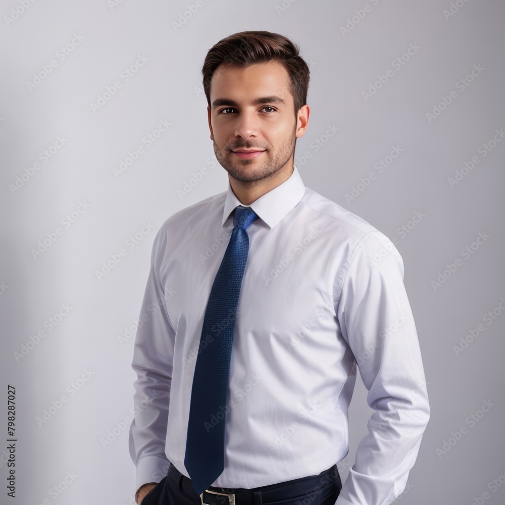Happy elegant business man standing isolated on white background Happy elegant business man standing isolated on white background