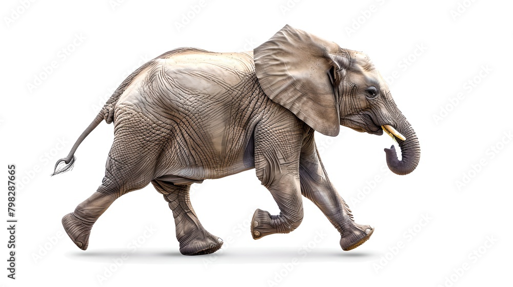 Obraz premium Stunning Digital Illustration of an Elephant Walking Solo. Photorealistic Artwork Ideal for Educational and Editorial Use. High-Quality Rendering suitable for Print and Digital Media. AI