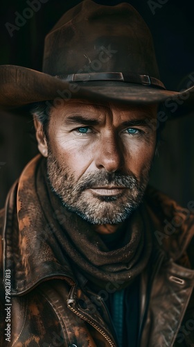 Intense Cowboy Portrait in Desert Style