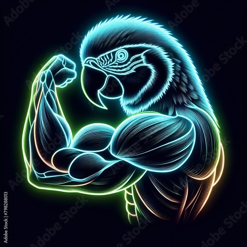 Neon muscle parrot