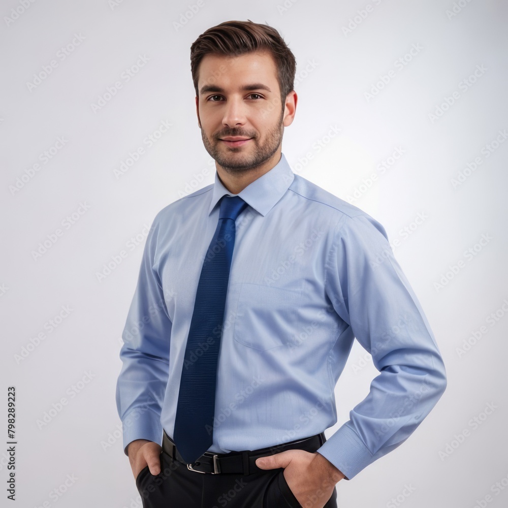 Happy elegant business man standing isolated on white background Happy elegant business man standing isolated on white background