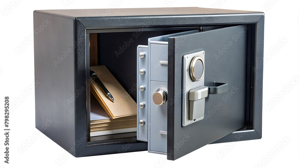 Generative ai. a close up of a safe box with a bunch of files inside, document photo, safe Generative ai. a close up of a safe box with a bunch of files inside, document photo, safe