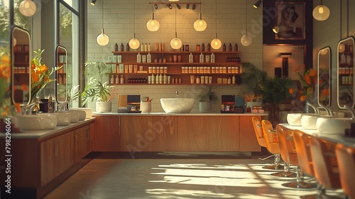interior of A modern barber shop Generative AI	
