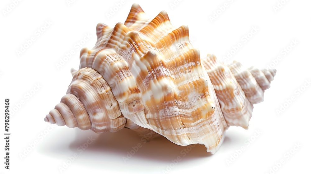 Close up of sea shell isolated on white background