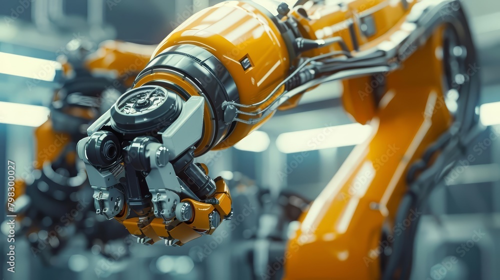 Closeup of robotic arm maneuvering in various directions Closeup of robotic arm maneuvering in various directions
