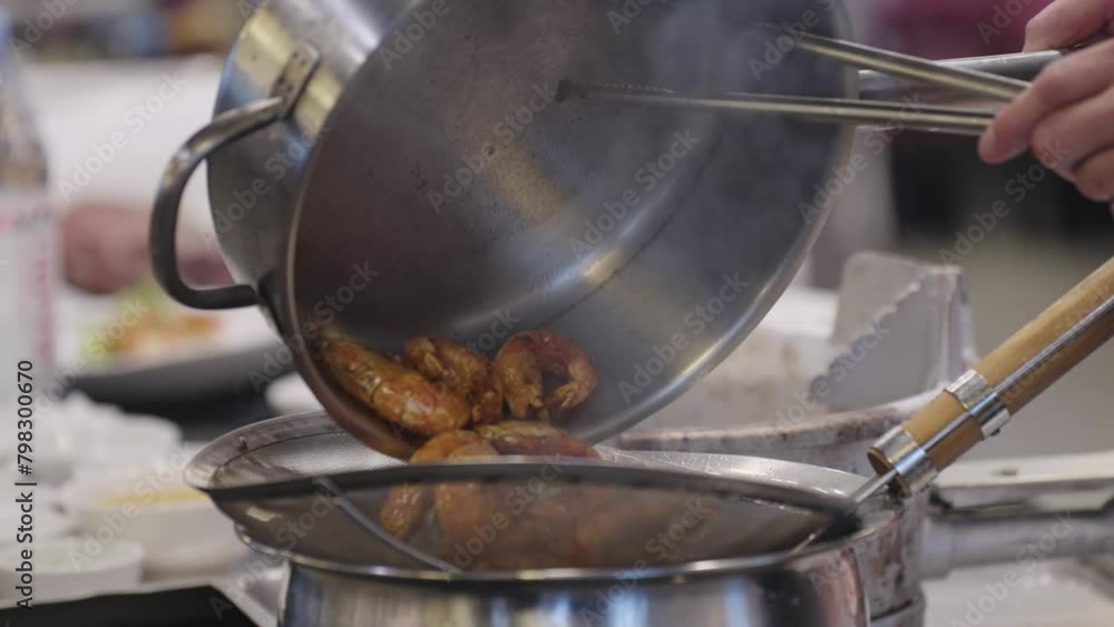 Cooking seafood, lobster, shrimp, delicious Cooking seafood, lobster, shrimp, delicious